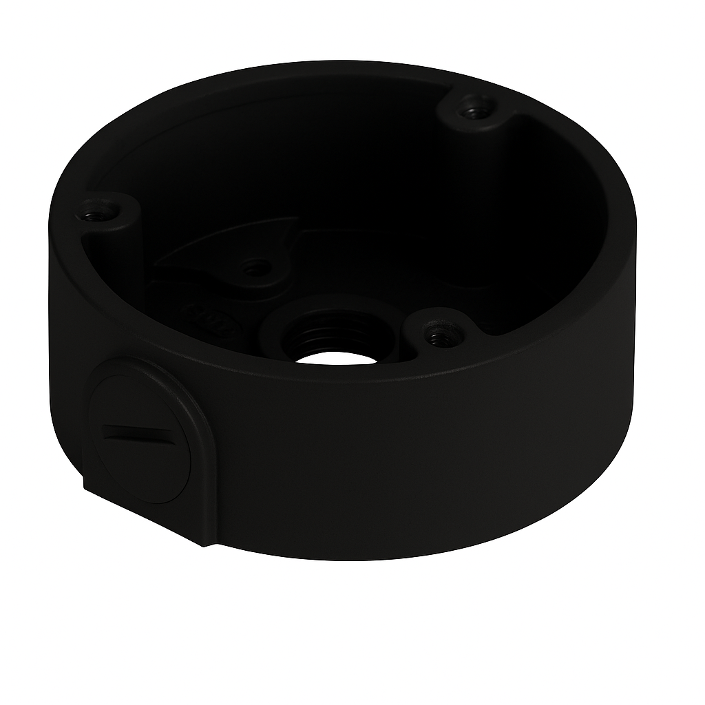 JUNCTION BOX WITHOUT LID BLACK ALUMINIUM 1 KG MAX LOAD SUITS EYEBALL/ BULLET PTZ/ TURRET 0.16KG