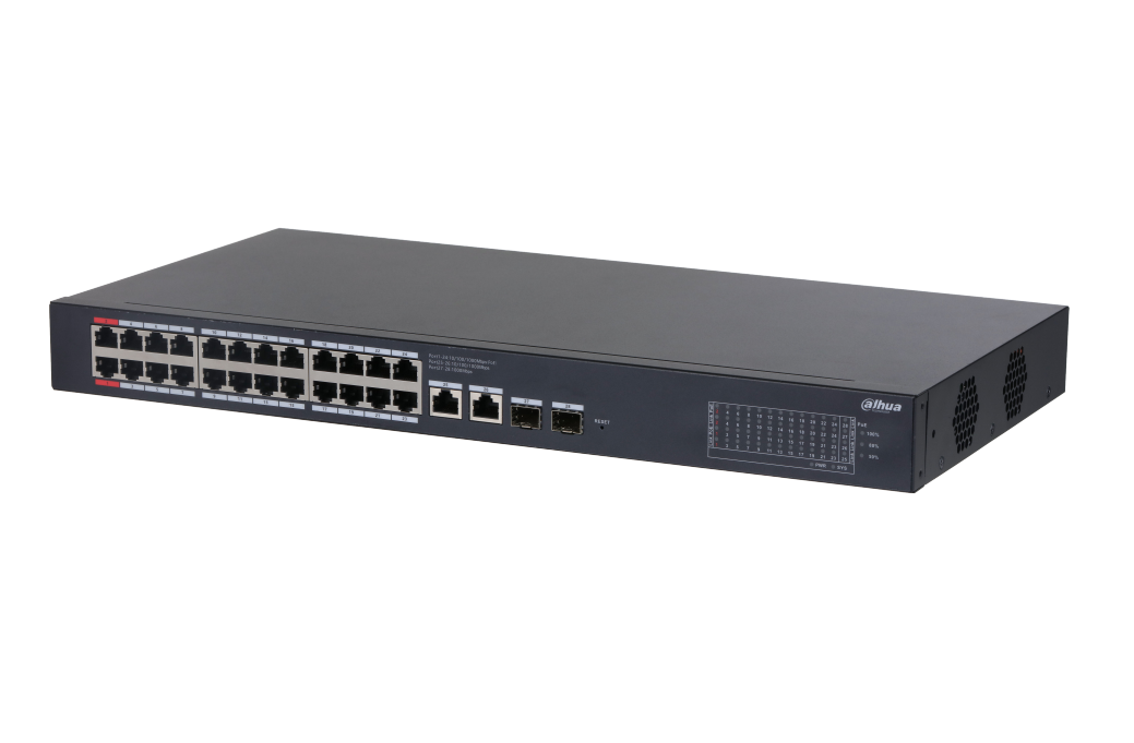 24PORT ( 28P) GIGABIT SWITCH 375W POE TOTAL CAPACITY 24x POE+ (2x Hi-PoE/ PoE++) PLUS 2x 1G SFP/ FIBRE PORT 2x1G UPLINK L2 CLOUD MANAGED BLACK 240VAC