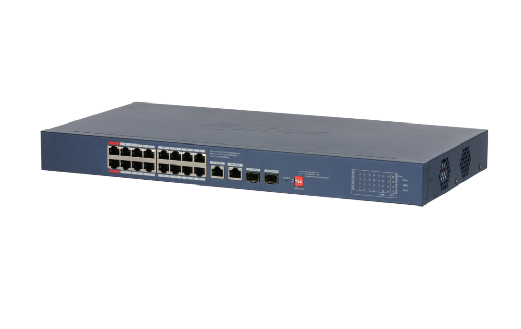 16PORT ( 20P) GIGABIT SWITCH 190W POE TOTAL CAPACITY 16x POE+ (2x Hi-PoE/ PoE++) PLUS 2x 1G SFP/ FIBRE PORT 2x1G UPLINK L2 CLOUD MANAGED BLUE 240VAC