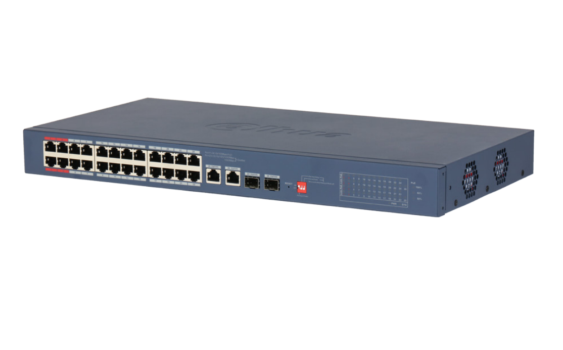 24PORT ( 26P) SWITCH 375W POE TOTAL CAPACITY 24x POE+ (4x Hi-PoE/ PoE++) PLUS 2x 1G SFP/ FIBRE PORT 2x1G UPLINK L2 CLOUD MANAGED BLUE 240VAC