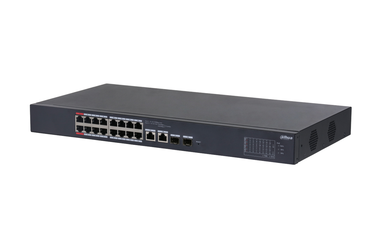 16PORT ( 18P) SWITCH 190W POE TOTAL CAPACITY 16x POE+ (2x Hi-PoE/ PoE++) PLUS 2x 1G SFP/ FIBRE PORT 2x1G UPLINK L2 CLOUD MANAGED BLACK 240VAC