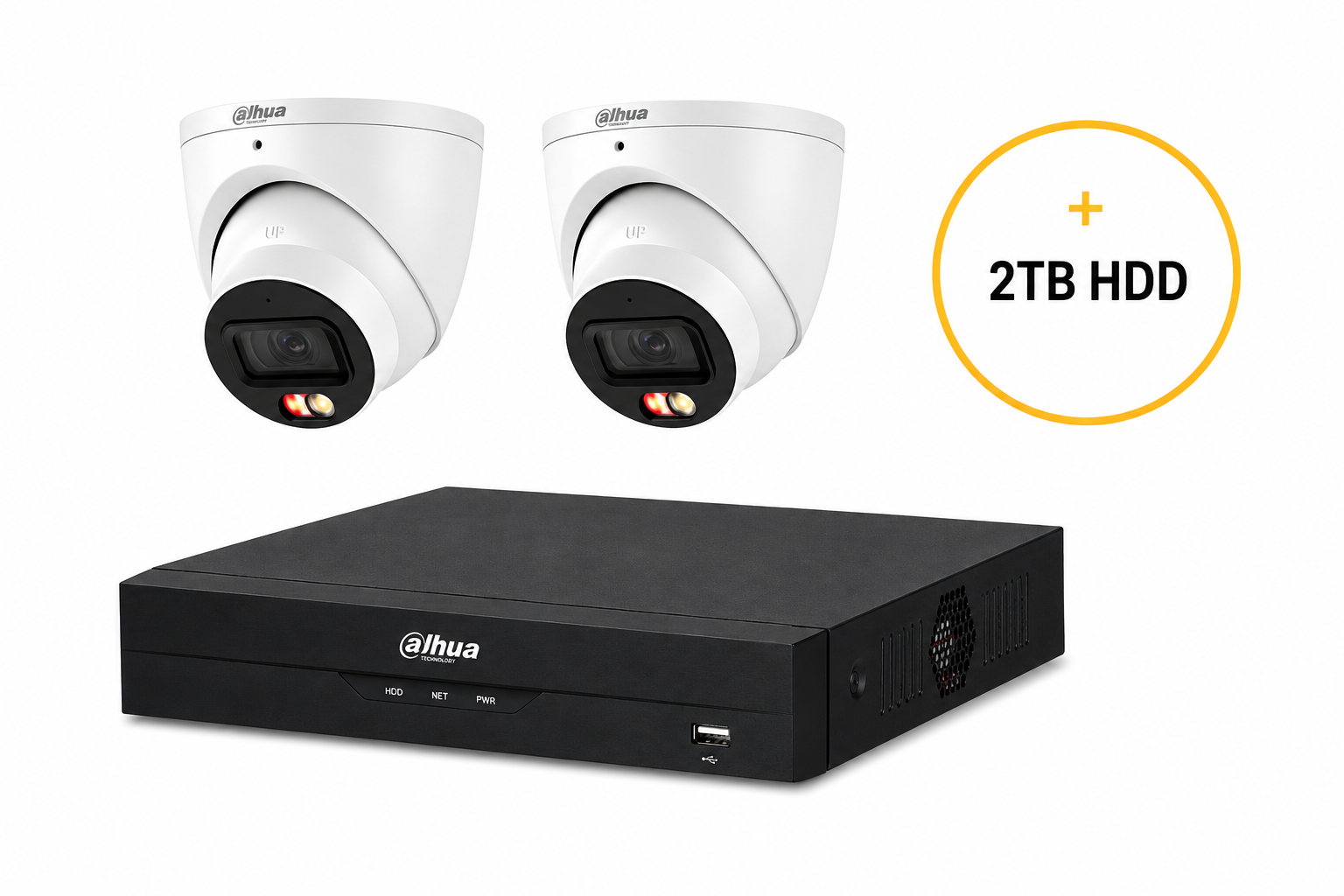 DAHUA WIZSENSE CCTV KIT INCLUDES 2 x 6MP WHITE WIZSENSE TURRET CAMERA 2.8MM (DHU7597) 4 CHANNELS BLACK NVR (DHU7277) NON EXPANDABLE HDD WITH 2TB HDD NOT LOADED