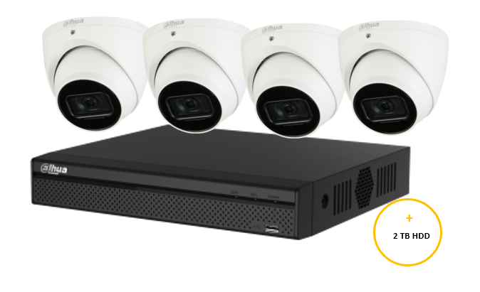 DAHUA WIZSENSE CCTV KIT INCLUDES 4 x 6MP WHITE WIZSENSE TURRET CAMERA 2.8MM (DHU7184) 4 CHANNEL BLACK NVR (DHU6817) NON-EXPANDABLE HDD WITH 2TB HDD NOT LOADED