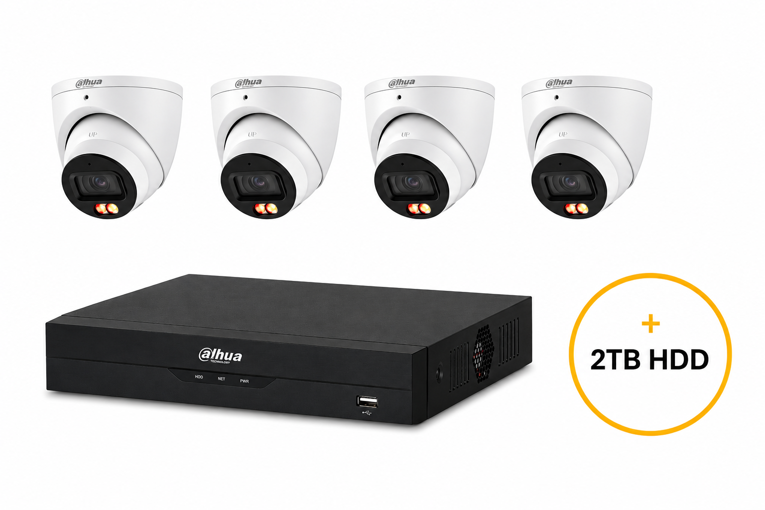 DAHUA WIZSENSE CCTV KIT INCLUDES 4 x 6MP WHITE WIZSENSE TURRET CAMERA 2.8MM (DHU7597) 4 CHANNELS BLACK NVR (DHU7277) NON EXPANDABLE HDD WITH 2TB HDD NOT LOADED