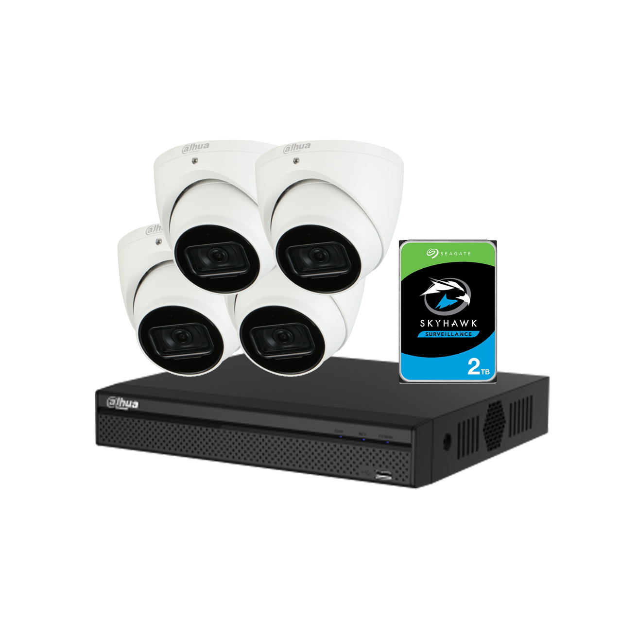DAHUA WIZSENSE CCTV KIT INCLUDES 4x 6MP WHITE WIZSENSE TURRET CAMERA 2.8MM ( DHU7184), 8CH BLACK NVR ( DHU6810) NON-EXPANDABLE HDD, 2TB HDD NOT LOADED