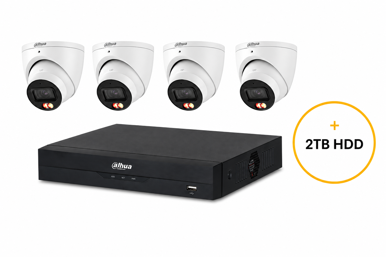 DAHUA WIZSENSE CCTV KIT INCLUDES 4x 6MP WHITE WIZSENSE TURRET CAMERA 2.8MM ( DHU7597), 8CH BLACK NVR ( DHU7278) NON-EXPANDABLE HDD 2TB HDD NOT LOADED