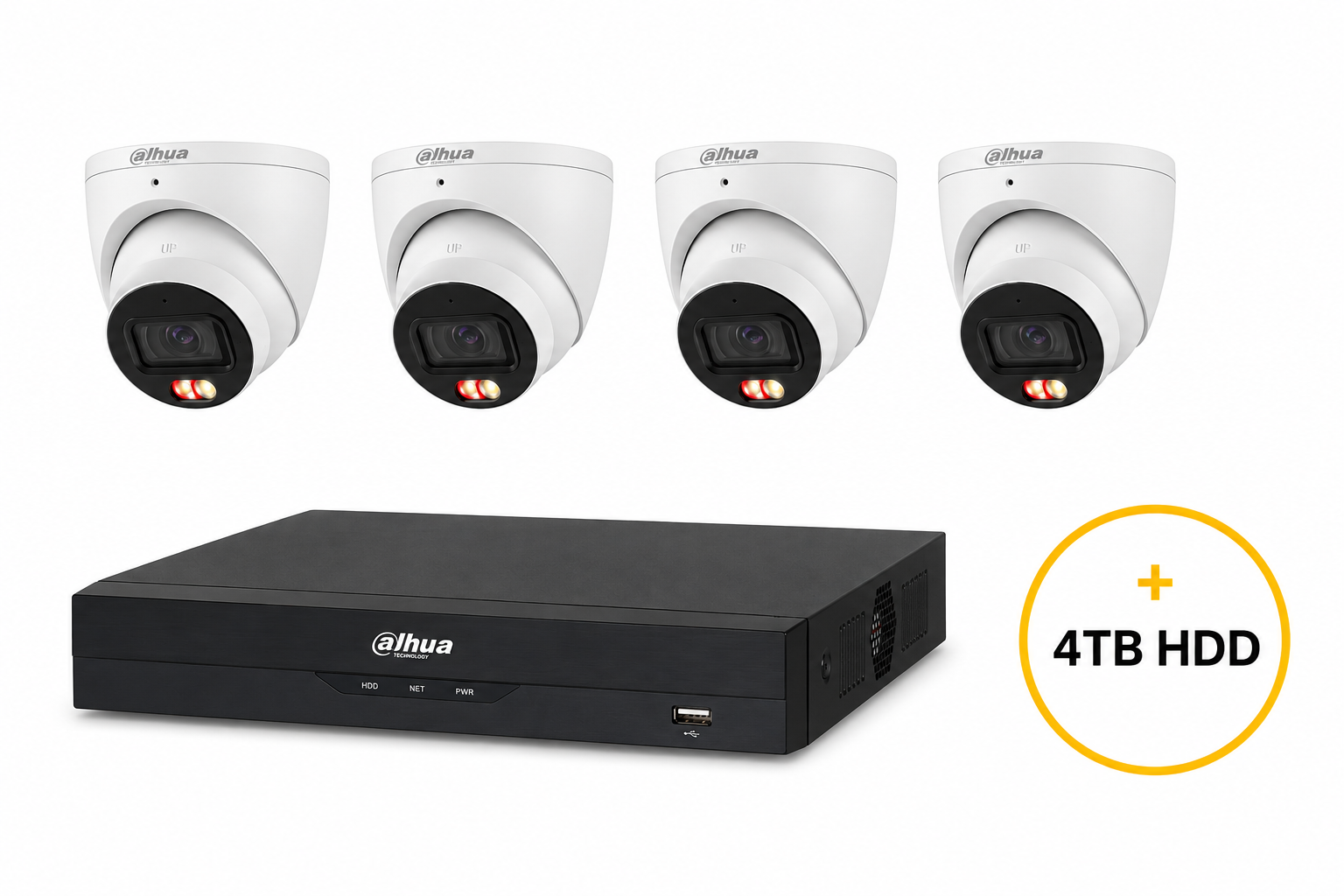 DAHUA WIZSENSE CCTV KIT INCLUDES 4 x 6 MP WHITE WIZSENSE TURRET CAMERA 2.8MM (DHU7597) WIZSENSE 8 CHANNEL BLACK NVR (DHU7278) NON-EXPANDABLE HDD WITH 4TB HDD NOT LOADED