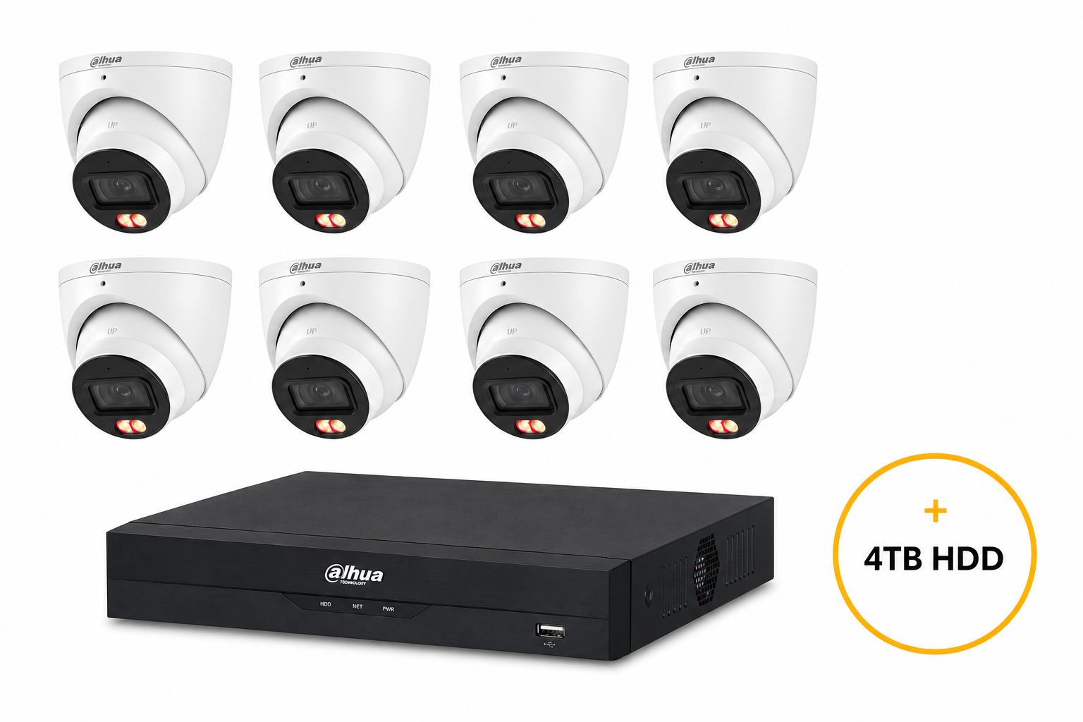 DAHUA WIZSENSE CCTV KIT INCLUDES 8 x 6 MP WHITE WIZSENSE TURRET CAMERA 2.8MM (DHU7597) WIZSENSE 8 CHANNEL BLACK NVR (DHU7278) NON-EXPANDABLE HDD WITH 4TB HDD NOT LOADED