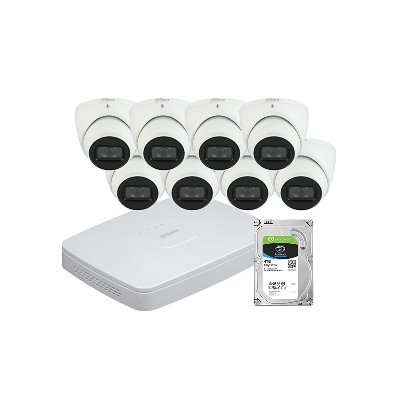 DAHUA WIZSENSE CCTV KIT INCLUDES 8x 6MP WHITE WIZSENSE TURRET CAMERA 2.8MM ( DHU7184), 8CH WHITE NVR ( DHU6812) NON-EXPANDABLE HDD, 4TB HDD NOT LOADED