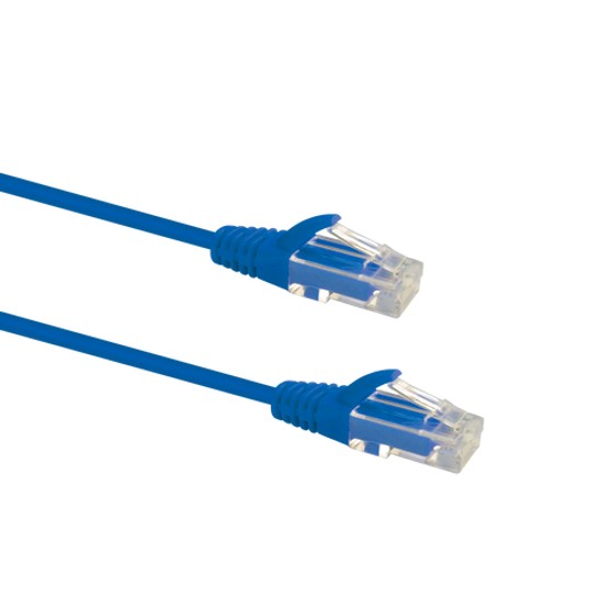 DATAMASTER SLIM CAT6 PATCH LEAD UTP 28AWG PVC LSZH( L/SMK 0 HAL) SHEATH 5M BLUE RJ45 TO RJ45 POE++ COMPATIBLE