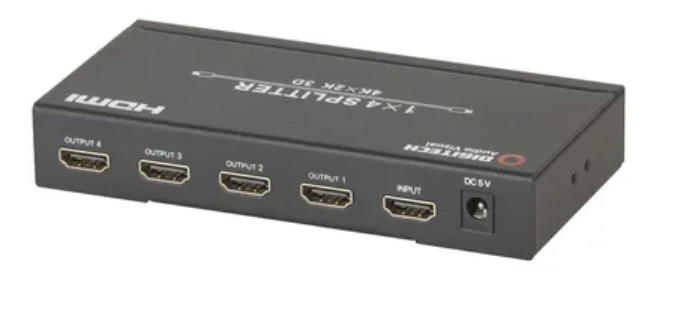 DIGITECH 4-WAY HDMI SPLITTER WITH 4Kx2K SUPPORT 10.2GBPS BANDWIDTH 1x HDMI I/P 4x HDMI OUTPUT 5VDC 16Hx163Wx63D (MM) INCLUDES POWER SUPPLY