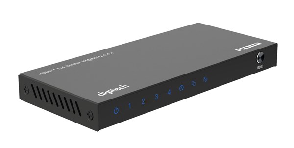 DIGITECH 4 WAY HDMI SPLITTER UPTO 4K @ 60HZ 5V DC USB-C BLACK