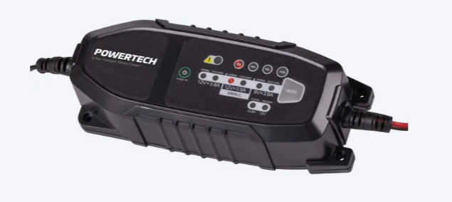 POWERTECH 6/12VDC 3.8A 8-STEP INTELLIGENT BATTERY CHARGER FOR LIFEP04 & LEAD ACID BATTERIES IP65 WALL MOUNTED 240VAC