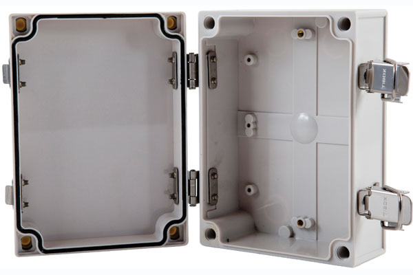 C1217  PLASTIC BOX (125x175x75mm)  METAL LATCH/HINGE  IP66  GREY COVER
