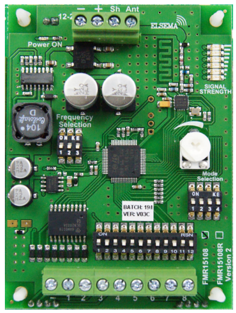 ELSEMA FMR SERIES 8 CHANNEL RECEIVER 151MHz UPTO 5KM WITH 8 x RELAY OUTPUT 12-24VAC/DC WITHOUT ENCLOSURE SUITS ALL FMT151 SERIES TRANSMITTER