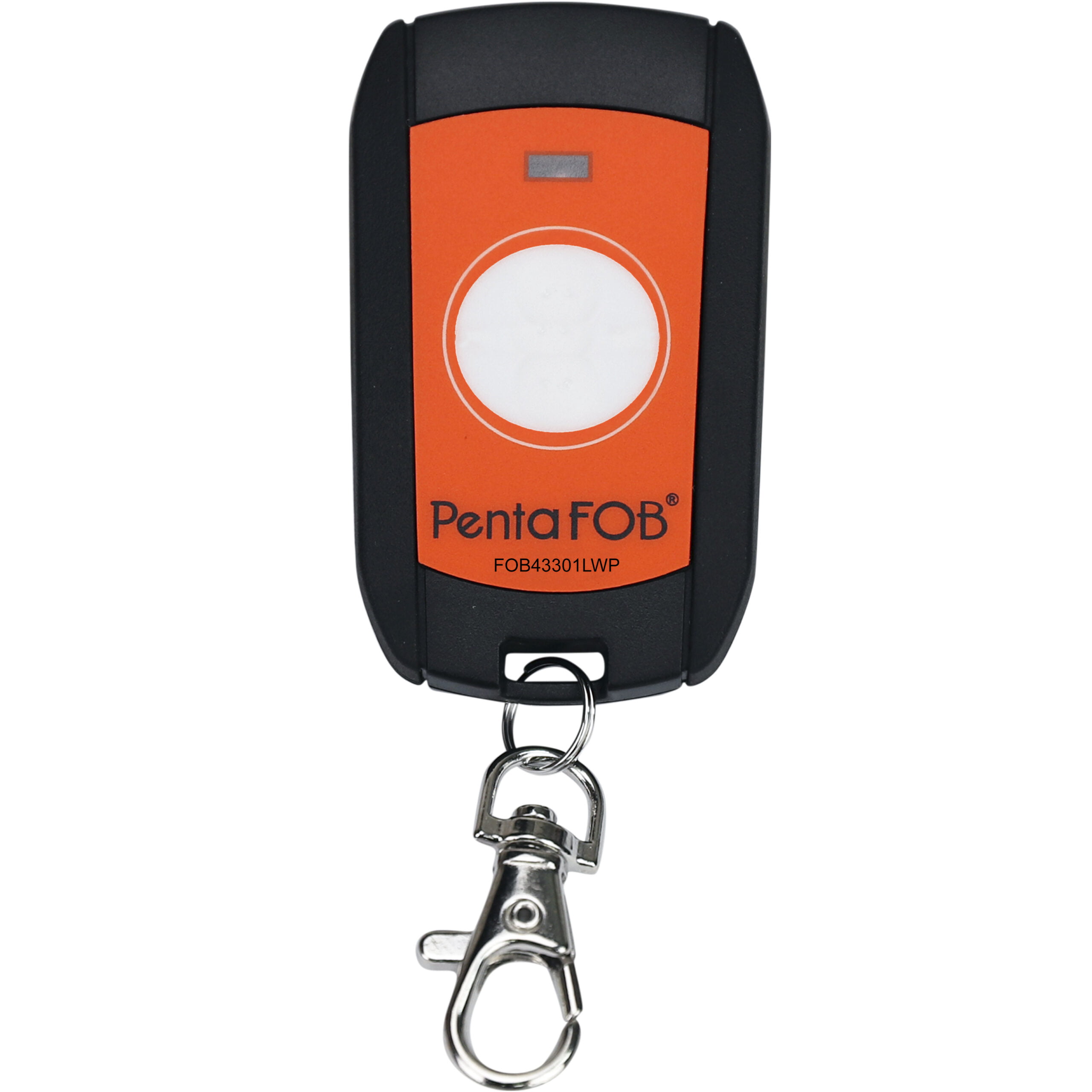 1-CHANNEL KEYRING WATERPROOF PENTAFOB TRANSMITTER LARGE BUTTON WITH 5 FREQUENCIES ORANGE