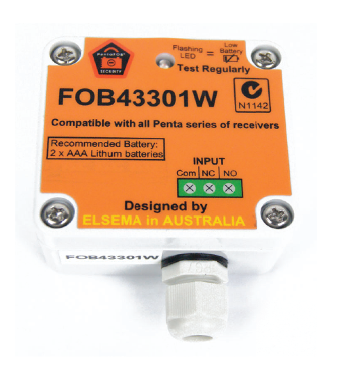 FOB43301W 1-CHANNEL WITH WIRES & CASE & RFID PENTAFOB TRANSMITTER 433Mhz WITH 5 FREQUENCIES 13.56Mhz ORANGE