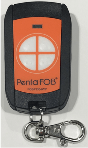 FOB43304WPXXX 4-CHANNEL KEYRING WATERPROOF PENTAFOB TRANSMITTER WITH 5 FREQUENCIES ORANGE