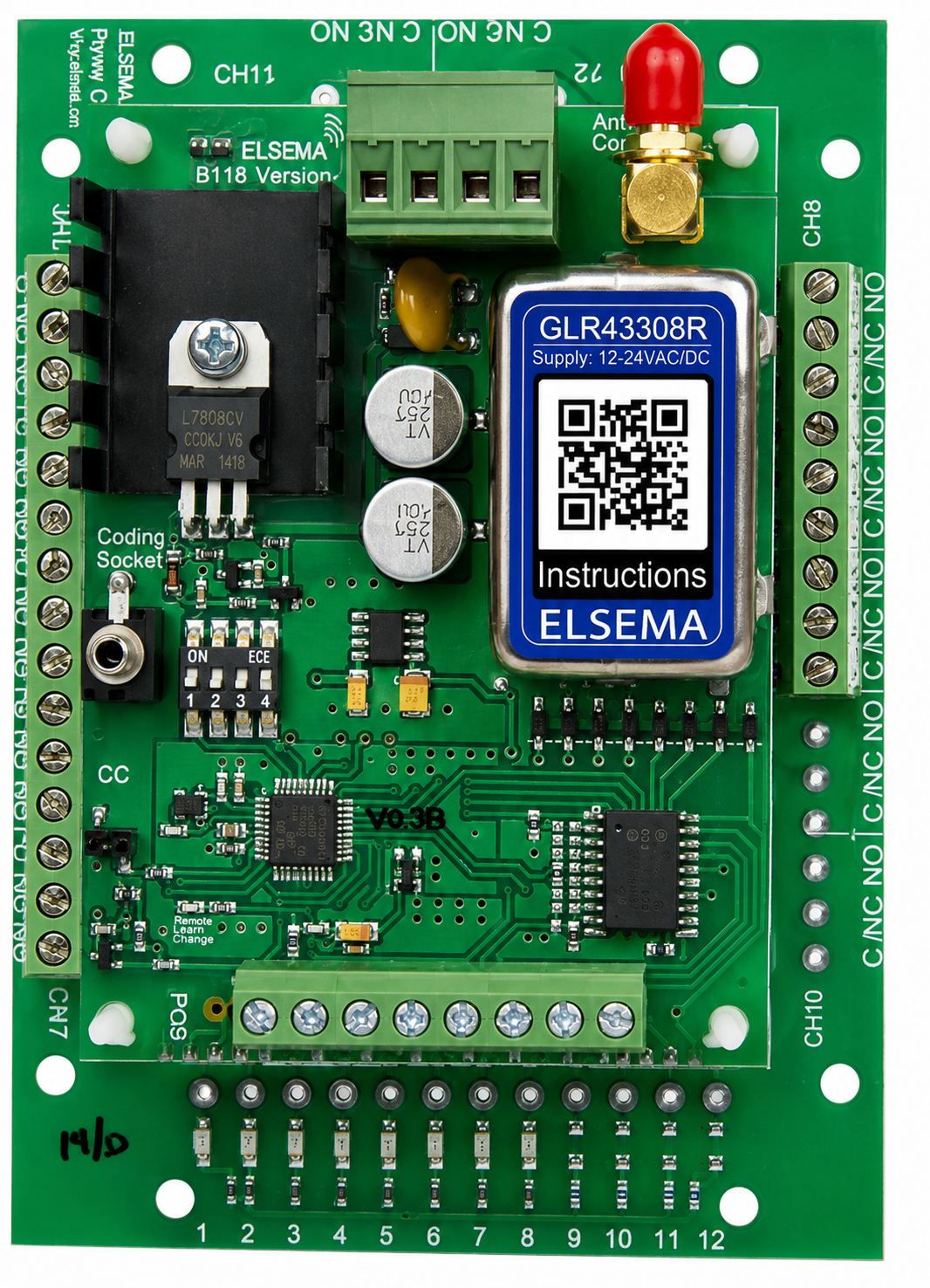 ELSEMA 8 CHANNEL GIGALINK RECEIVER 433MHz POSITIVE SWITCHING OUTPUT
