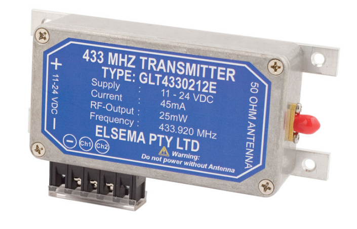 ELSEMA 8 CHANNEL 433MHz GIGALINK 25mW TRANSMITTER WITH ENCLOSURE 11-24VDC SILVER 60Hx140Wx34H (MM)