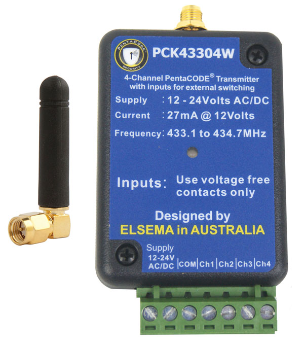 PCK43304W  (INCLUDES WIRE ) 4 CHANNEL UNIVERSAL TRANSMITTER  PENTA SERIES REMOTE CONTROL
