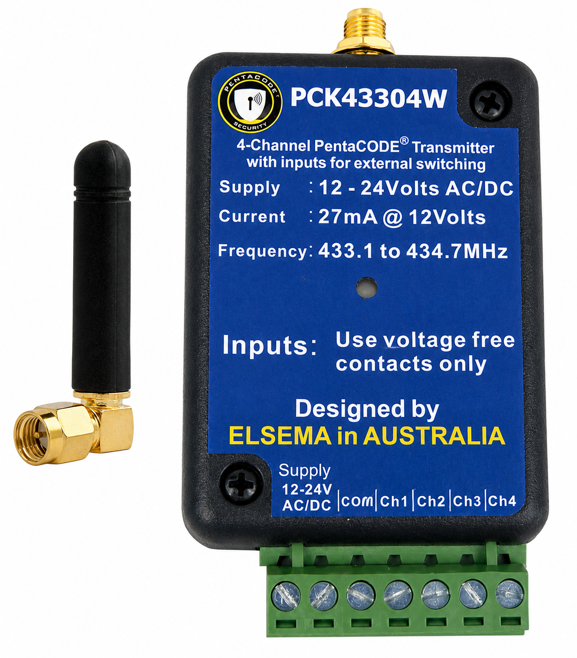 PCK43304W  (INCLUDES WIRE ) 4 CHANNEL UNIVERSAL TRANSMITTER  PENTA SERIES REMOTE CONTROL