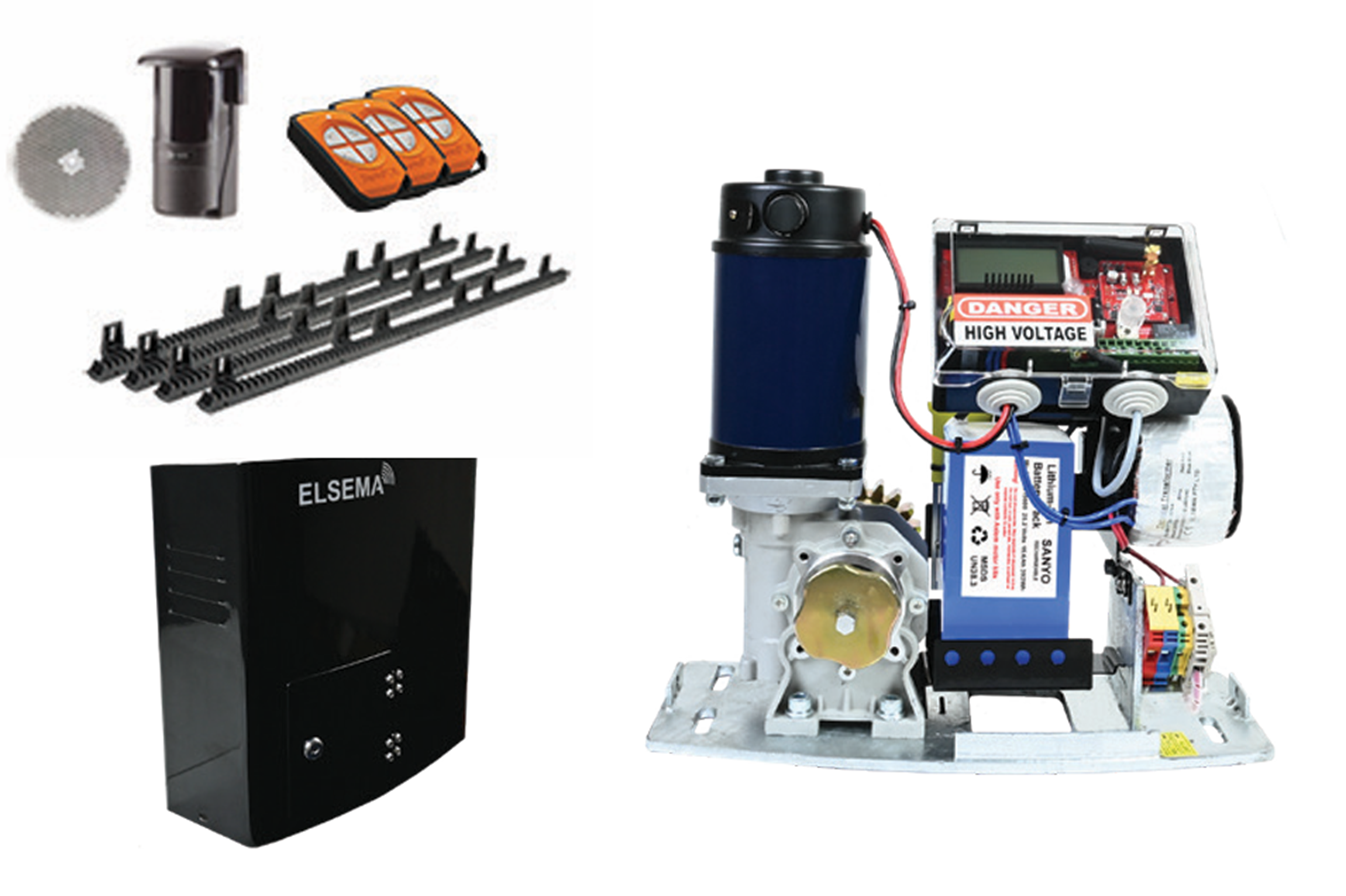 ELSEMA iS1400 AXIOM IS1400 1000KG 250W 24VDC SLIDING GATE MOTOR KIT ECLIPSE CONTROLLER 3X PENTAFOB REMOTES 4X GEAR RACK 1X PHOTO BEAM