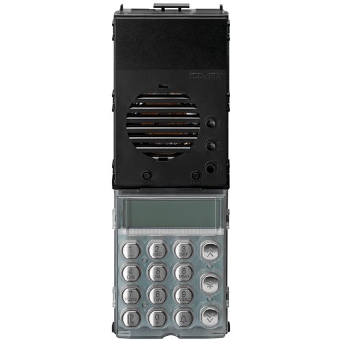 ELVOX DUE FILI+ 2-WIRE INTERCOM KEYPAD & AUDIO MODULE BLACK WITH SILVER APARTMENT/COMMERCIAL 2.5 INCH DISPLAY MECHANICAL BUTTON PLASTIC WITH STAINLES STEEL KEYS POWER BY BUS CONTROLLER