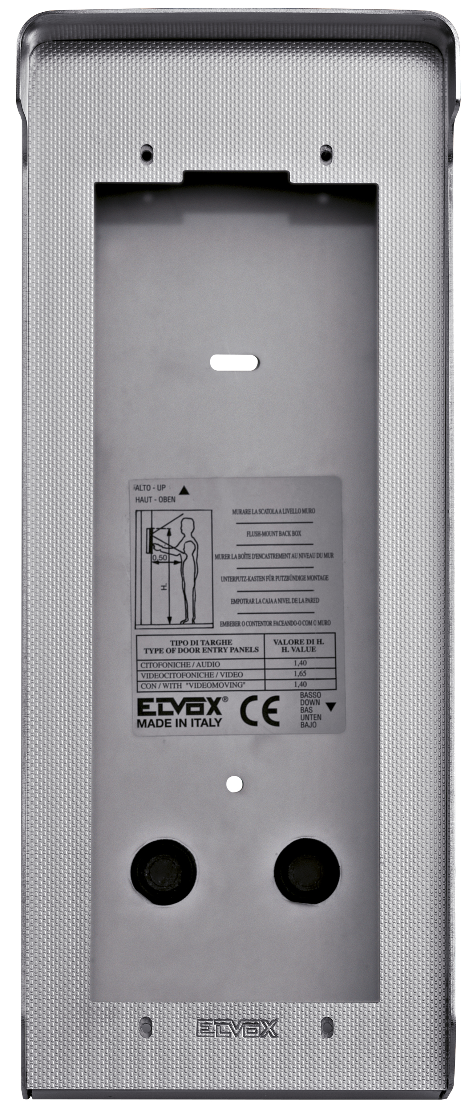 ELVOX 1E21 SURFACE MOUNT BOX WITH RAINPROOF TRIM SUITS 1X 2 MODULE COVER PLATE STAINLESS STEEL