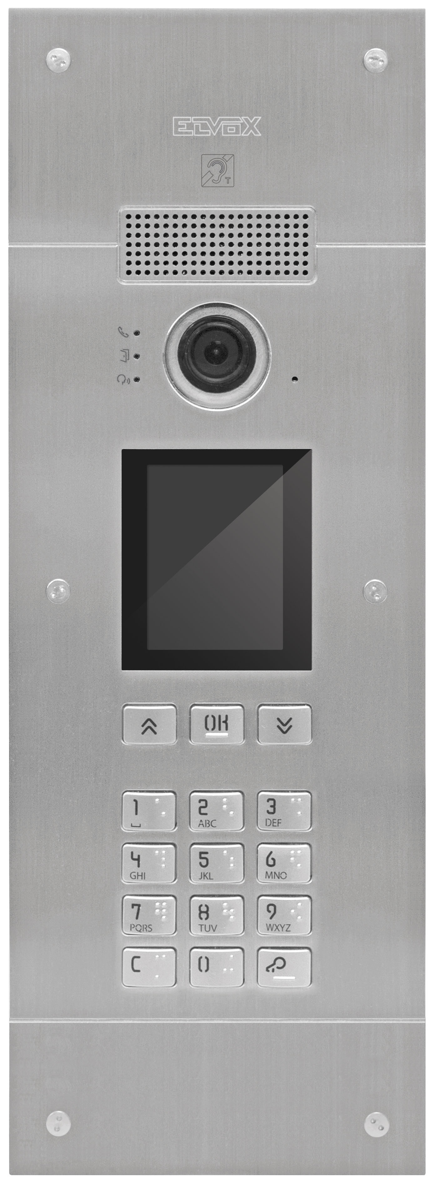 ELVOX PIXEL UP DUE FILI+ 2-WIRE INTERCOM KEYPAD & VIDEO DOOR STATION SILVER APARTMENT/COMMERCIAL 3.5 INCH DISPLAY MECHANICAL BUTTON 380TVL 104° STAINLESS STEEL POWER BY BUS CONTROLLER
