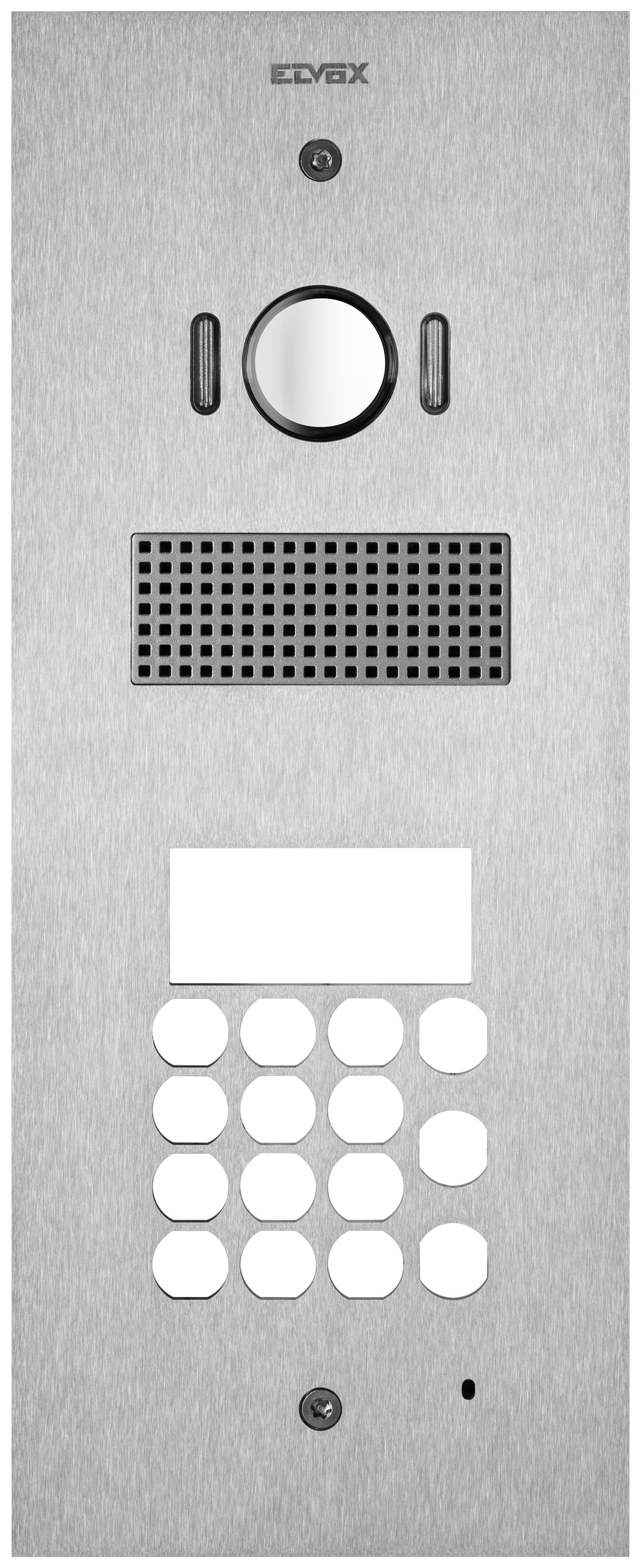 ELVOX STEELY SERIES AUDIO VIDEO COVER PLATE WITH KEYPAD CUTOUT STAINLESS STEEL SURF/ FLUSH MOUNTED IP54 IK07 *REQURED MOUNTING BOX* SUITS 13A7.B