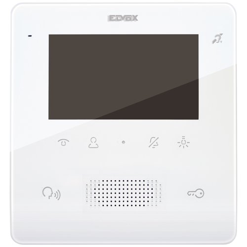 ELVOX DUE FILI+ 2-WIRE INTERCOM MONITOR WHITE APARTMENT/RESIDENTIAL 4.3 INCH DISPLAY TOUCH BUTTON PLASTIC POWER BY BUS CONTROLLER