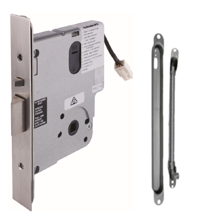 FSH STANDARD ELECTRIC MORTICE LOCK 60MM BACKSET SILVER MONITORED LOCK STATUS SENSOR DOOR STATUS SENSOR LED INDICATOR KEY OVERRIDE FAIL SAFE/FAIL SECURE(FIELD CHANGEABLE) RECESSED MOUNT 4 HOUR FIRE RATING 12/24VDC WITH 300mm PTD KIT