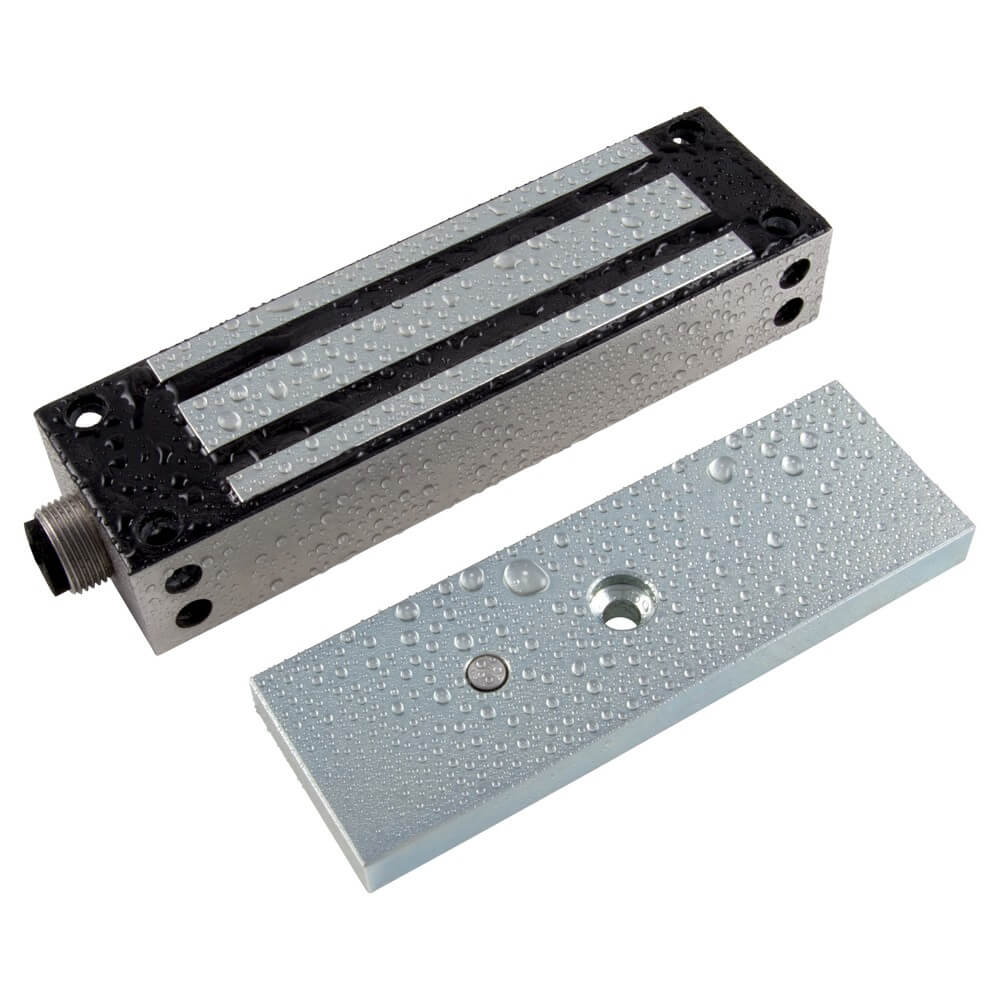 FSH FEM5400 SERIES STANDARD ELECTRIC SINGLE MAG LOCK SILVER MONITORED LOCK STATUS SENSOR 570KG HOLDING FORCE FAIL SAFE (PTL) SURFACE MOUNT WEATHER RESISTANT 2 HOUR FIRE RATING 12/24VDC