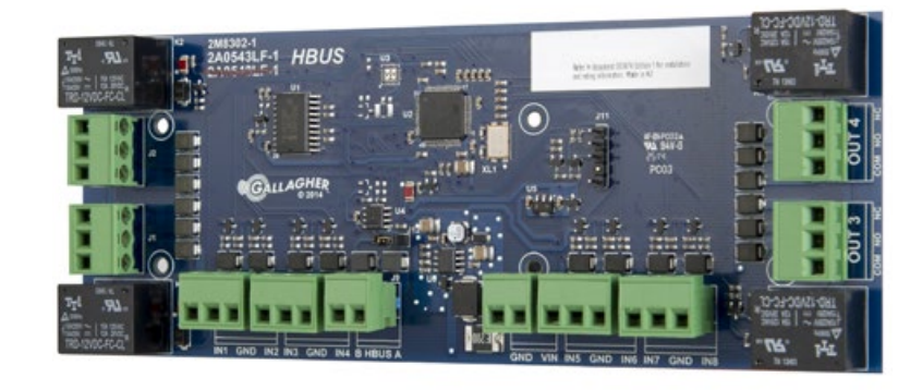 GALLAGHER SMB HBUS INPUT & OUTPUT MODULE 8 x INPUT 4 x OUTPUT (24V DC/AC) PCB 13.6VDC 4K7 TERMINATION