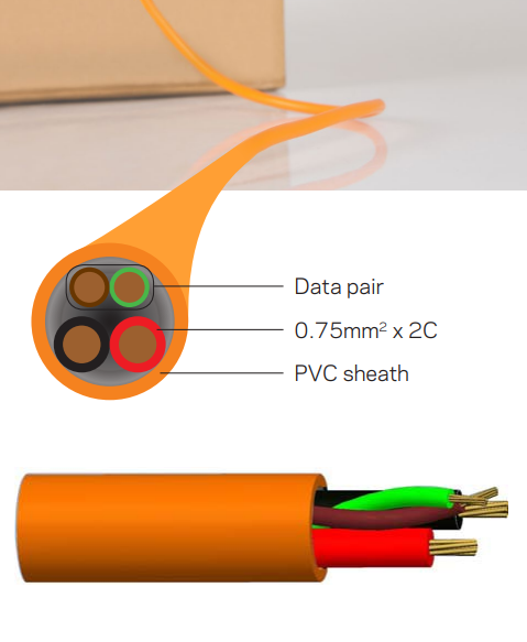 SECURITY CABLE 2x 14/0.20 & 2x 24/0.20 2 PAIR UNSCREENED PVC SHEATH 300M ORANGE