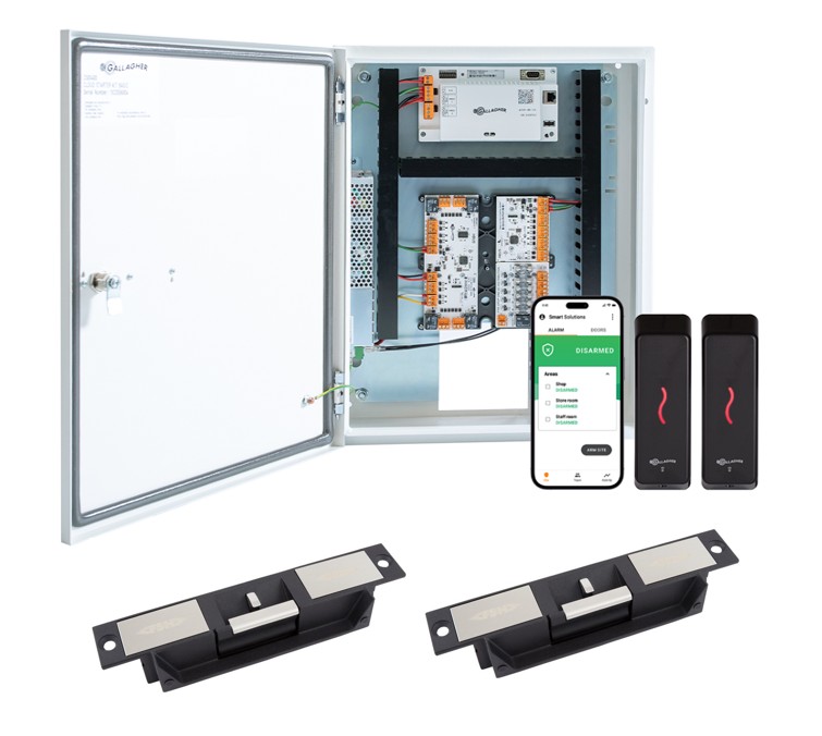 GALLAGHER SMB 2 DOOR KIT WITH 2x FEM20M MORTIC LOCKS INCLUDES 1 x SMB 6000 CONTROLLER 2 x T15 BLACK READER 1 x HBUS INPUT MODULE 8 x INPUT 1 x SMB HBUS WITH 8 x INPUT 4 x OUTPUT 1 x FIRE RELAY & FUSE BOARD 1 x POWER SUPPLY 1 x MOUNTING PLATE 1 x TAMPER 1 x WIRING LOOM 2 x KEYS 32 x 4K7 RESISTORS INCLUDES 2x FESFEM20M MORTIC LOCKS
