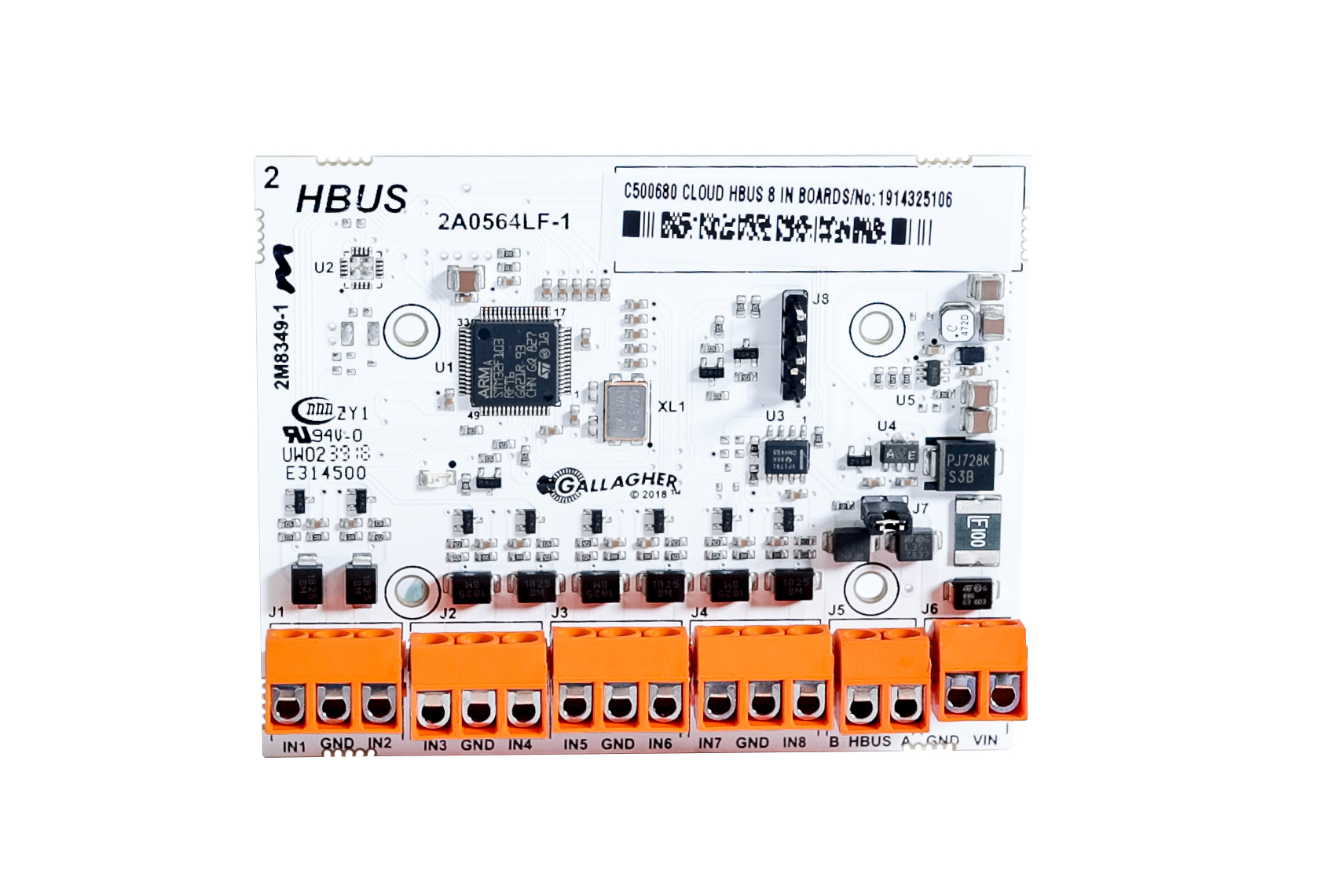 GALLAGHER SMB HBUS INPUT MODULE 8 x INPUT PCB 13.6VDC 4K7 TERMINATION 70Hx87Wx30D (MM)