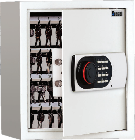 GUARDALL GDF KC SERIES KEY SAFE WITH DIGITAL KEYPAD & ELECTRONIC LOCK 64 KEY HOOKS WALL MOUNTED METAL WHITE 364Hx344Wx135D (MM)