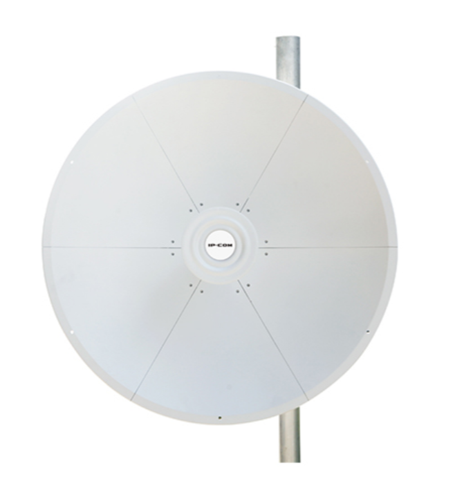 IP-COM 5GHz DUAL POLARIZATION DISH BASE STATION ANTENNA 2 x N-FEMALE CONNECTORS 4900-6500MHz UPTO 20KM POLE MOUNTED WHITE 650DIA (MM) SUITS BS6 BASE STATION