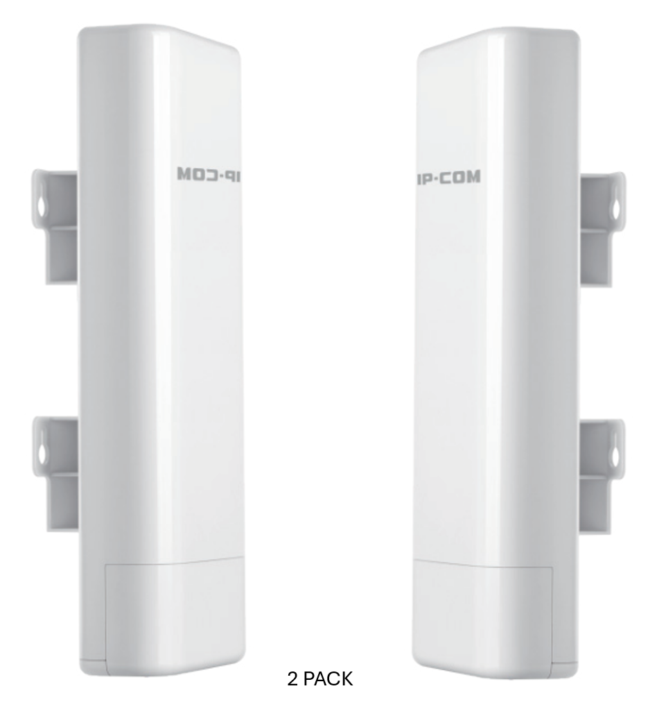 IP-COM 5GHz OUTDOOR CPE 9dBi POINT TO POINT AUTO-PAIRING 1 x ETHERNET IP65 300Mbps UPTO 5KM POLE/ WALL MOUNTED WHITE 12V PASSIVE POE/ POE/ 12VDC 270Hx94.86Wx67.5D (MM) (2 PACK)