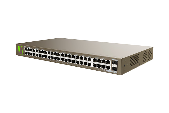 IP-COM 48PORT ( 50P) GIGABIT SWITCH NON-POE PLUS 2x 1G SFP/ FIBRE PORT L2 UNMANAGED BROWN 240VAC