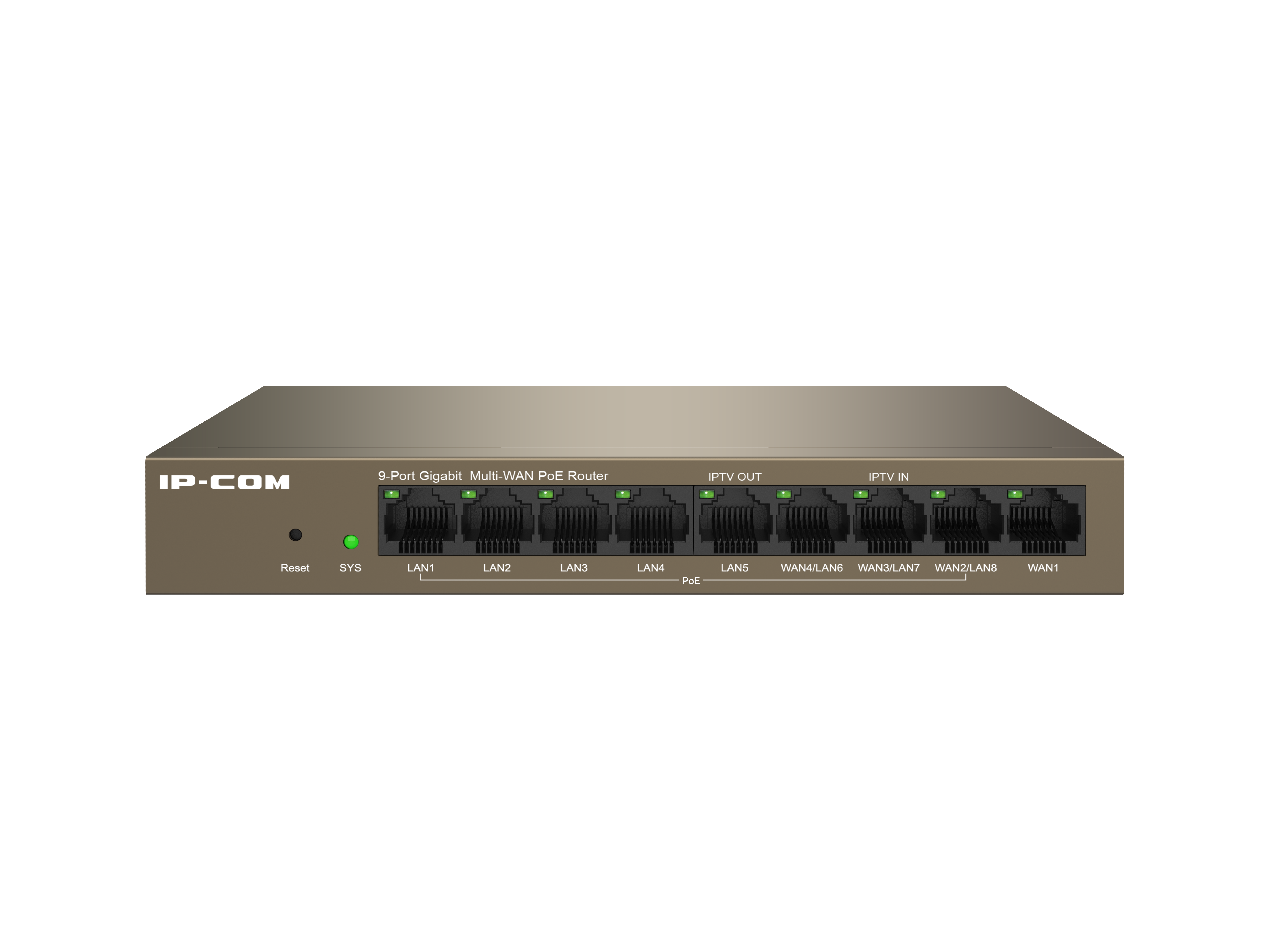 IP-COM 8PORT ( 9P) GIGABIT ROUTER 95W POE BUDGET 8x POE+ BROWN 51VDC