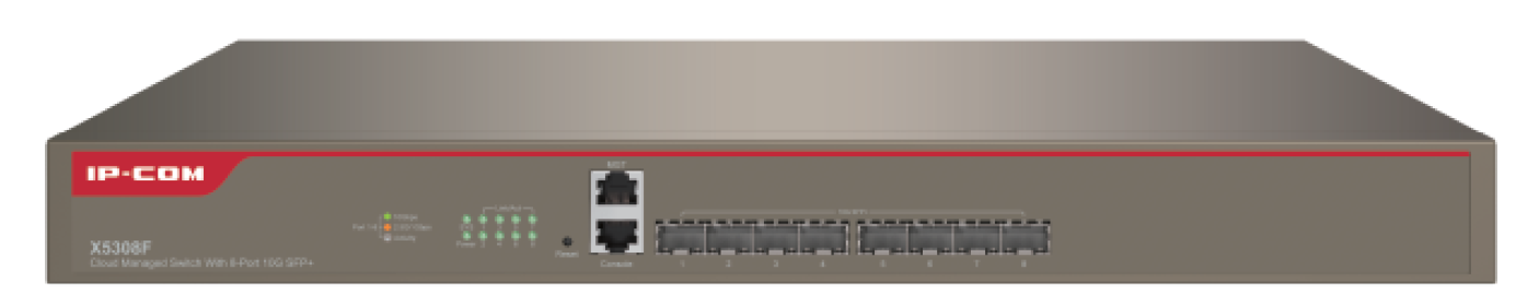 IP-COM 8PORT AGGREGATION SW NON-POE PLUS 8x 10G SFP/ FIBRE PORT L2 MANAGED BROWN 240VAC