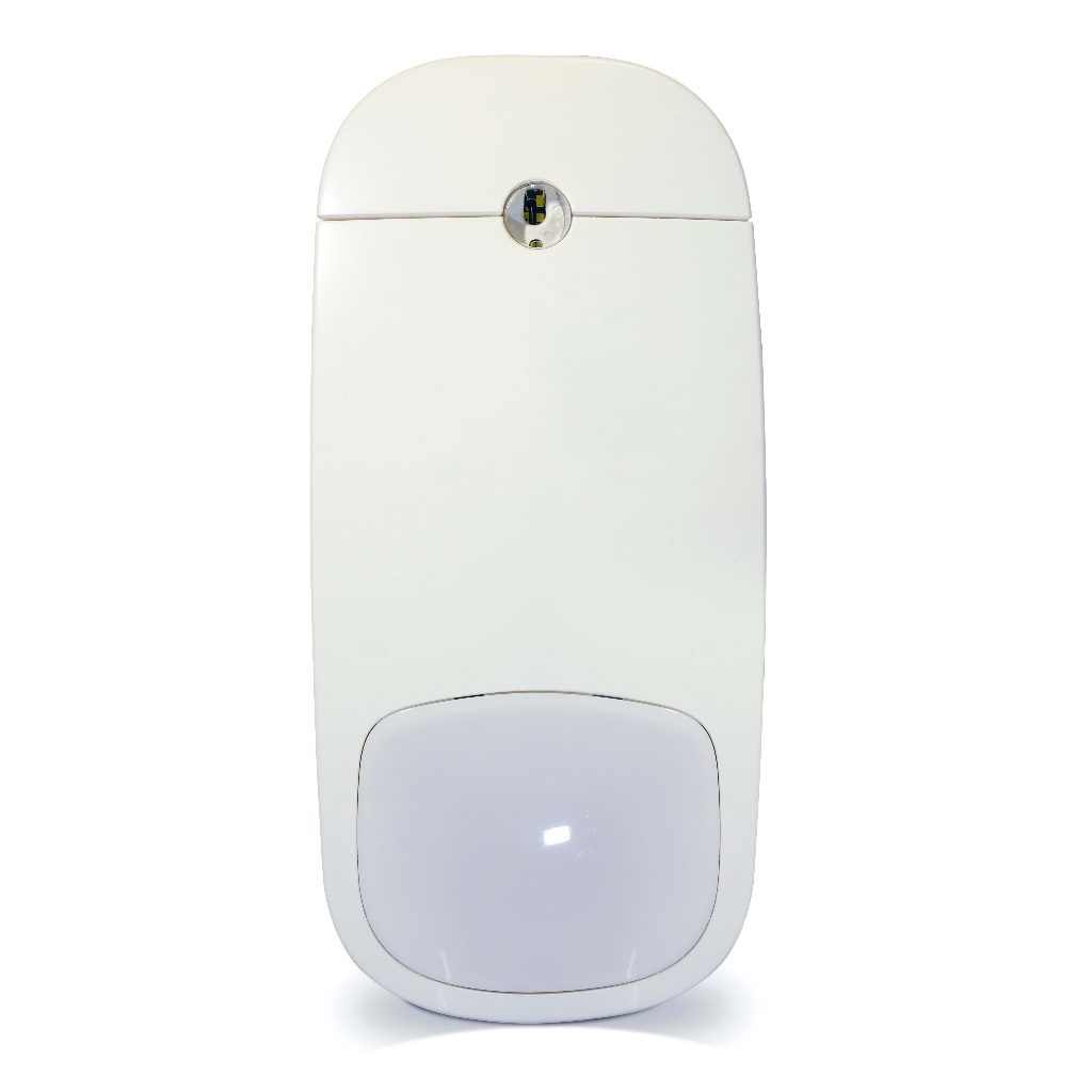 INOVONICS WIRELESS PET FRIENDLY PIR QUAD WITH QUAD BEAM WHITE 8M DETECTION AREA PLASTIC WALL MOUNT 3M MAX MOUNT HEIGHT 902-928MHZ 2xAA BATTERY