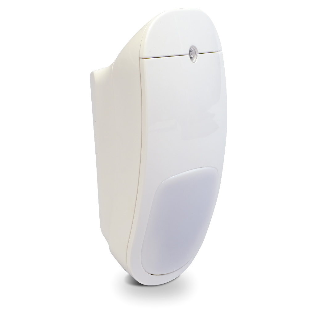INOVONICS WIRELESS PET FRIENDLY PIR QUAD WITH QUAD BEAM WHITE PET UP TO 25KG 8M DETECTION AREA WITH TAMP ALARM PLASTIC WALL MOUNT 2.1M MOUNT HEIGHT 915-928MHz 1xCR123A BATTERY (3.3V)