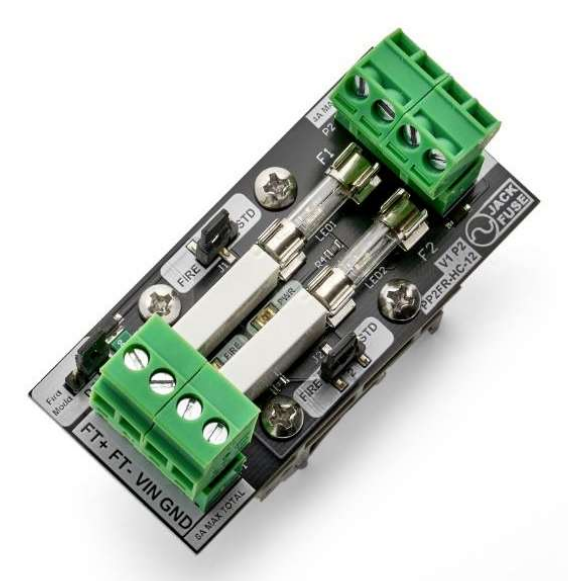 JACK FUSE 2-WAY POWER PORT WITH HIGH CURRENT PDM & FIRE TRIP PCB BOARD DIN MOUNTED 35Lx75Wx51H (MM)