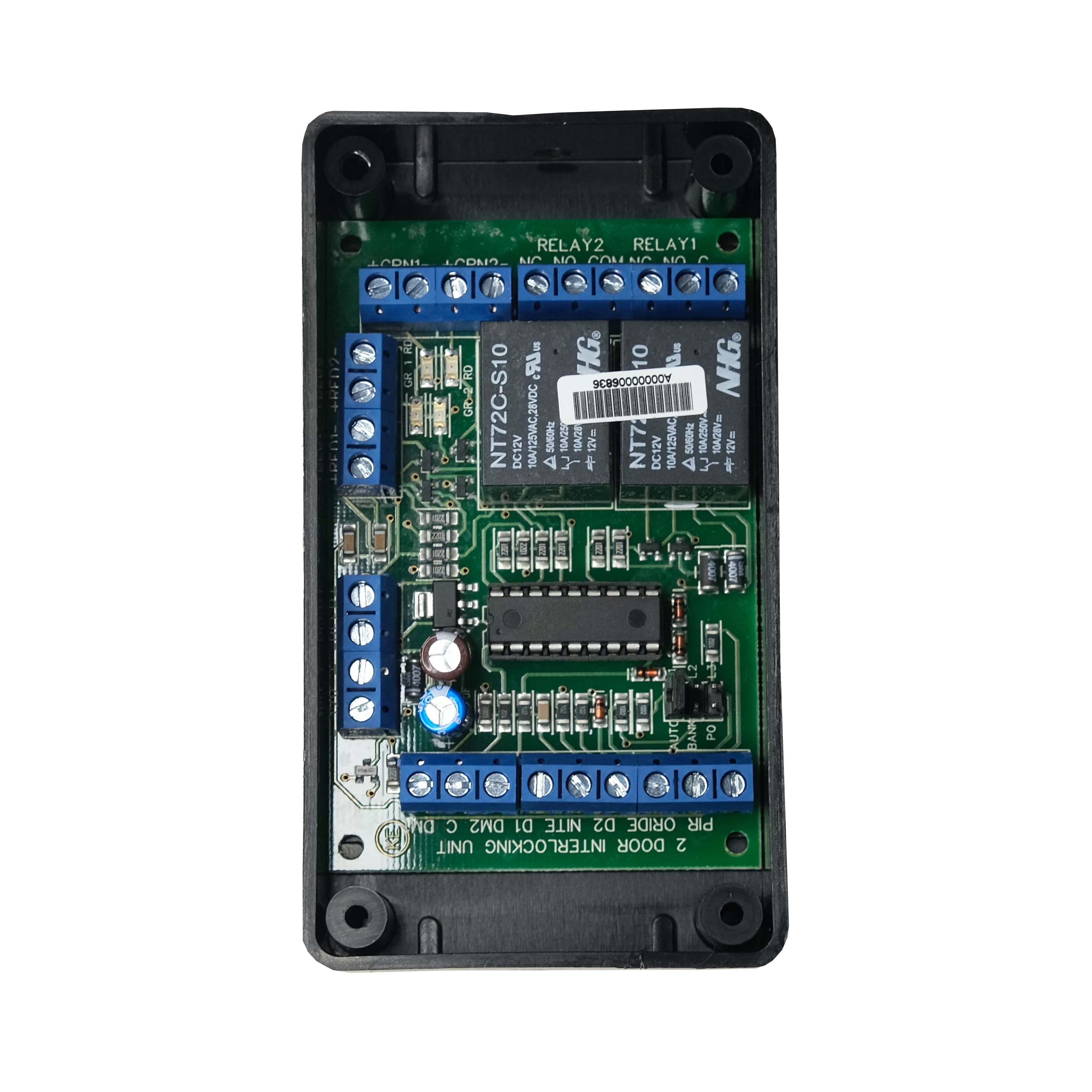 ILOCK2D  2 DOOR INTERLOCKING PCB BOARD WITH DUAL LED INDICATOR OUTPUT ON EACH DOOR DOTL OUTPUT SAFETY PIR INPUT 3 OPERATION MODE 12VDC