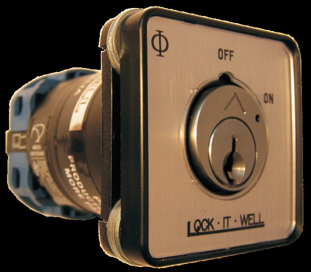 RL114004 LOCK IT WELL R SERIES PANEL MOUNT ON/OFF KEY SWITCH 1 N/O 1 N/C SPRING RETURN LOW VOLTAGE 49Hx49Wx76D (MM)
