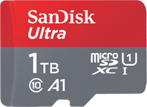 SANDISK ULTRA MICRO SDXC 1TB RED/GREY READ/ WRITE SPEED: 150MB/S CLASS 10/ U1/ A1 UHS-I 4K FULL HD